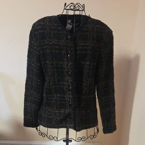 First Opinion Black Plaid Cardigan Size S